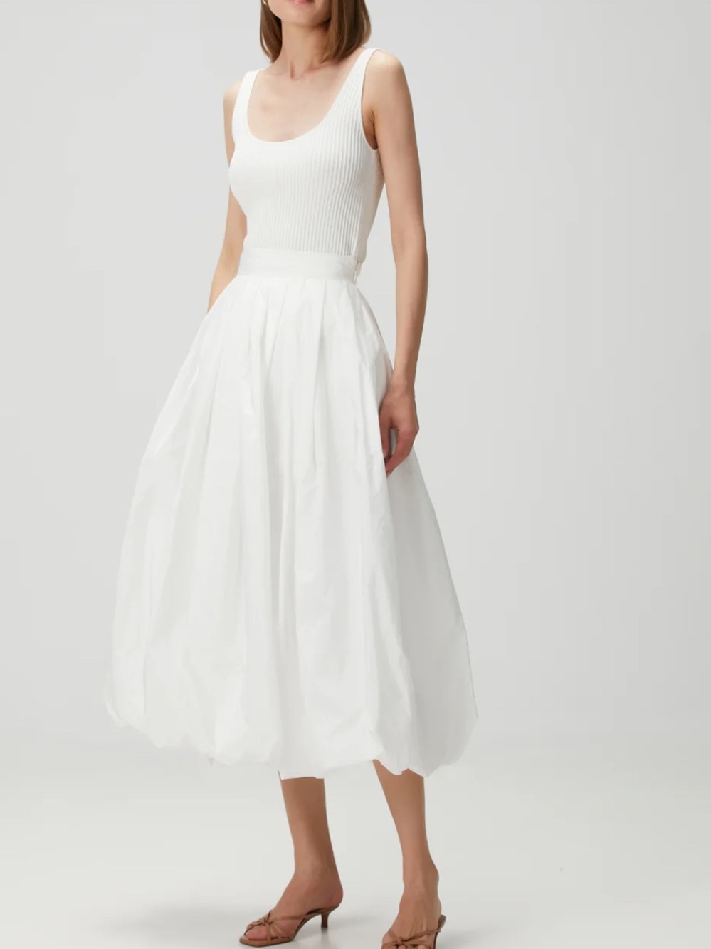 Lovelo White Taffeta Bubble Hem Mini Skirt